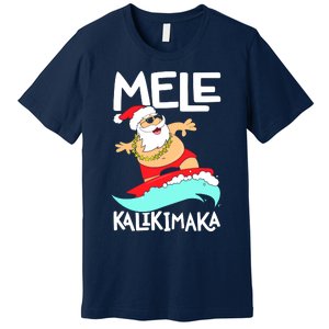 Mele Kalikimaka Hawaiian Christmas Hawaii Surfing Santa Premium T-Shirt