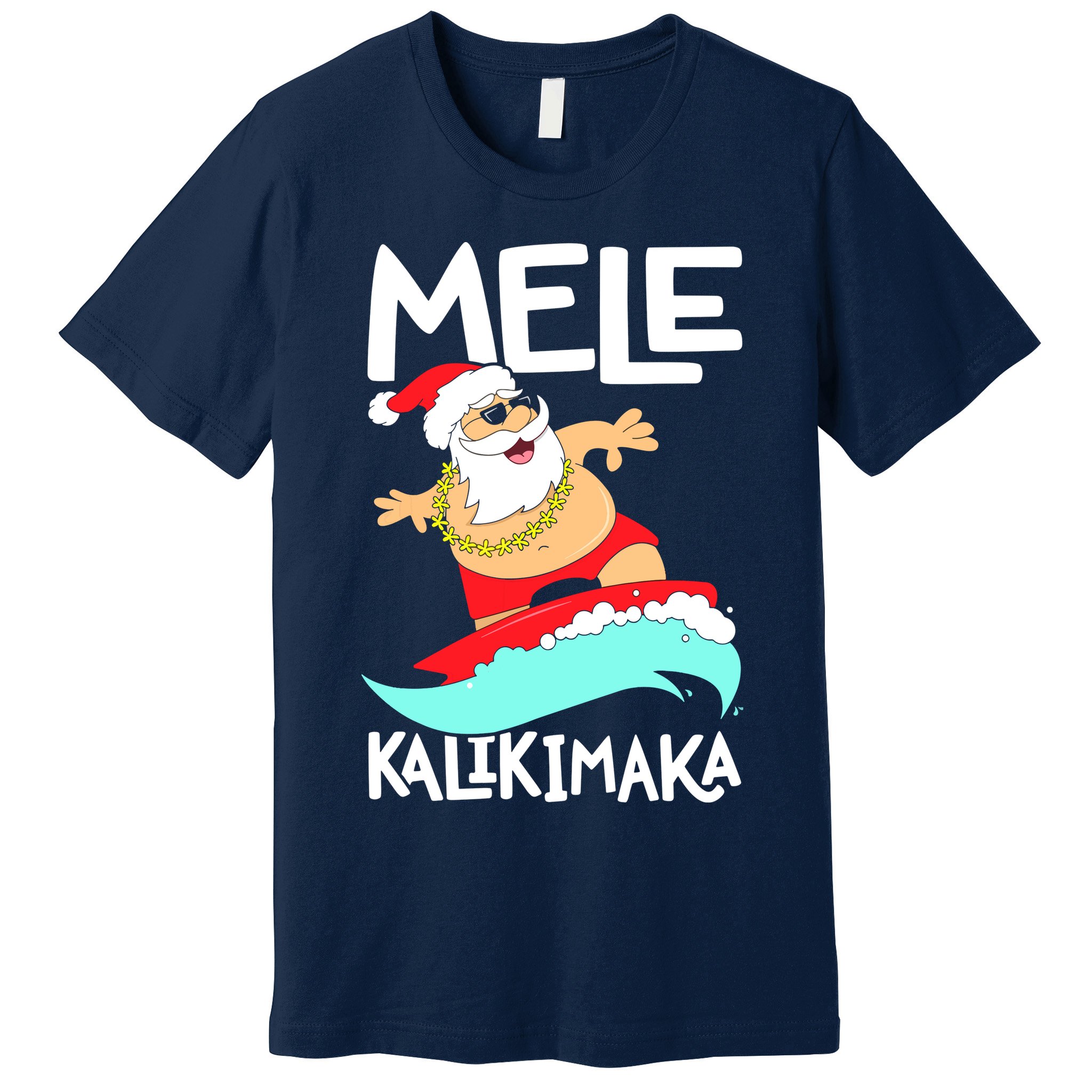 Mele Kalikimaka Hawaiian Christmas Hawaii Surfing Santa Premium T-Shirt