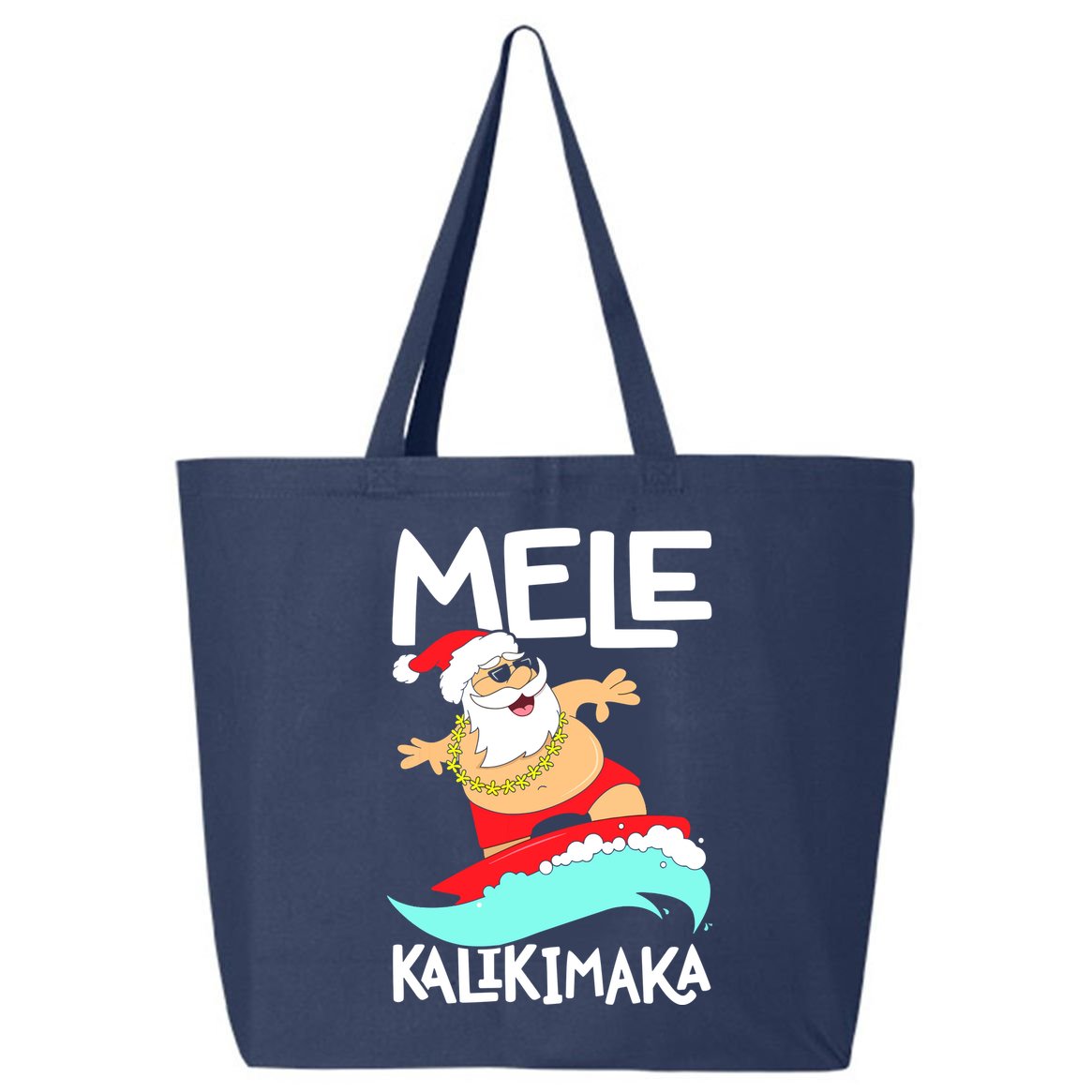 Mele Kalikimaka Hawaiian Christmas Hawaii Surfing Santa 25L Jumbo Tote