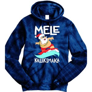 Mele Kalikimaka Hawaiian Christmas Hawaii Surfing Santa Tie Dye Hoodie