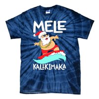 Mele Kalikimaka Hawaiian Christmas Hawaii Surfing Santa Tie-Dye T-Shirt