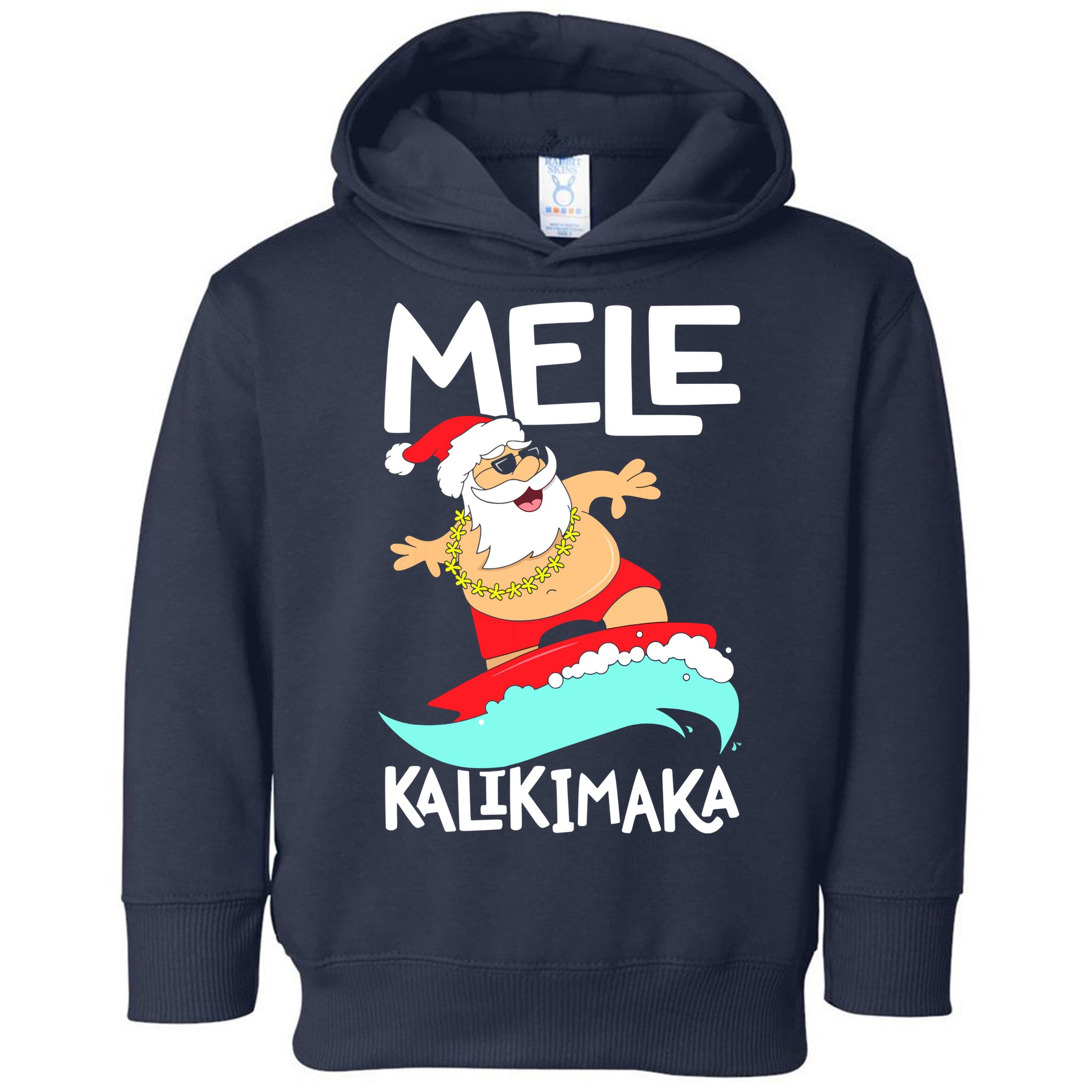 Mele Kalikimaka Hawaiian Christmas Hawaii Surfing Santa Toddler Hoodie