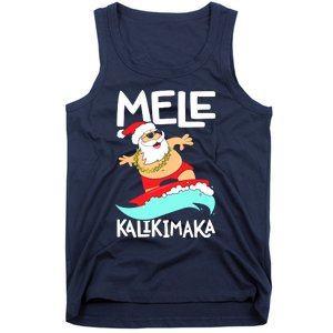 Mele Kalikimaka Hawaiian Christmas Hawaii Surfing Santa Tank Top