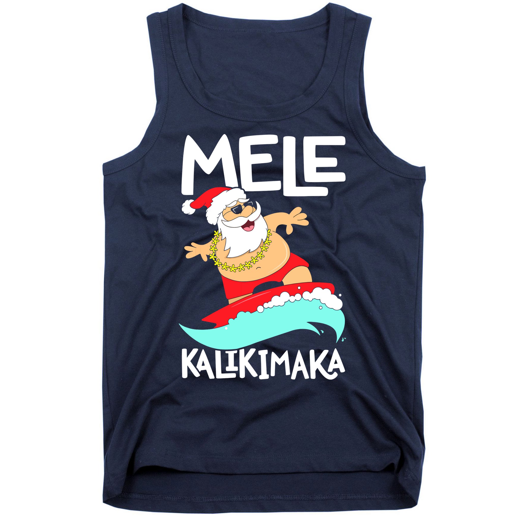 Mele Kalikimaka Hawaiian Christmas Hawaii Surfing Santa Tank Top