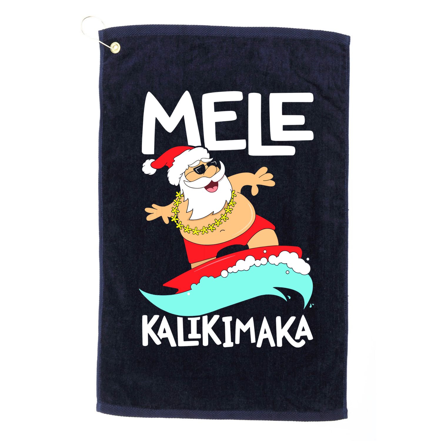 Mele Kalikimaka Hawaiian Christmas Hawaii Surfing Santa Golf Towel