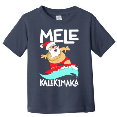 Mele Kalikimaka Hawaiian Christmas Hawaii Surfing Santa Toddler T-Shirt