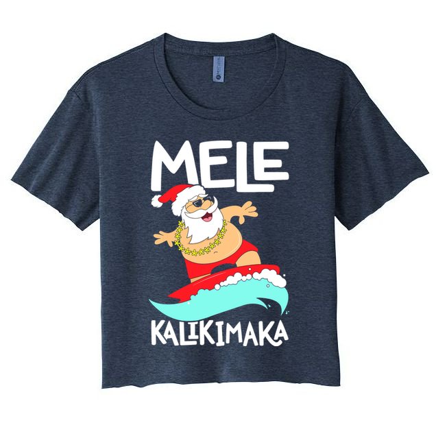 Mele Kalikimaka Hawaiian Christmas Hawaii Surfing Santa Crop Top