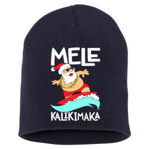 Mele Kalikimaka Hawaiian Christmas Hawaii Surfing Santa Short Acrylic Beanie