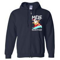 Mele Kalikimaka Hawaiian Christmas Hawaii Surfing Santa Full Zip Hoodie