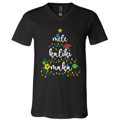 Mele Kalikimaka Hawaiian Merry Christmas Hawaii V-Neck T-Shirt