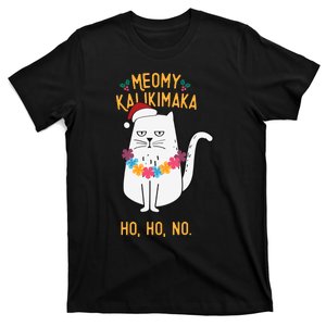 Mele Kalikimaka Hawaiian Santa Christmas Pajamas Cat Lovers T-Shirt