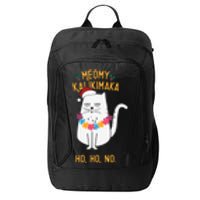 Mele Kalikimaka Hawaiian Santa Christmas Pajamas Cat Lovers City Backpack