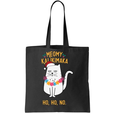 Mele Kalikimaka Hawaiian Santa Christmas Pajamas Cat Lovers Tote Bag