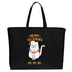 Mele Kalikimaka Hawaiian Santa Christmas Pajamas Cat Lovers Cotton Canvas Jumbo Tote