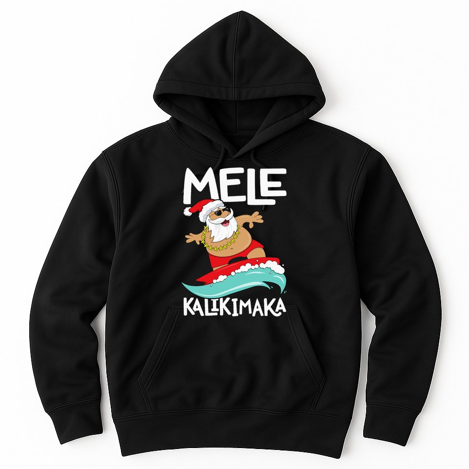 Mele Kalikimaka Hawaiian Christmas Hawaii Surfing Santa Hoodie