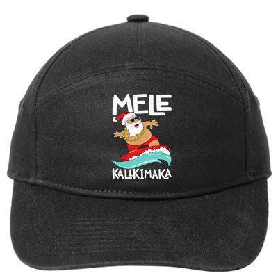 Mele Kalikimaka Hawaiian Christmas Hawaii Surfing Santa 7-Panel Snapback Hat