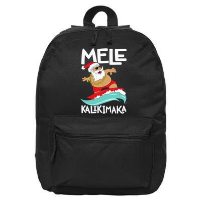Mele Kalikimaka Hawaiian Christmas Hawaii Surfing Santa 16 in Basic Backpack