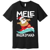 Mele Kalikimaka Hawaiian Christmas Hawaii Surfing Santa Premium T-Shirt