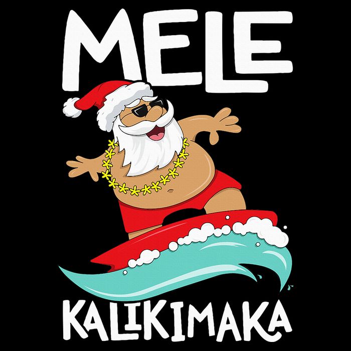 Mele Kalikimaka Hawaiian Christmas Hawaii Surfing Santa Premium T-Shirt