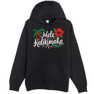 Mele Kalikimaka Hibiscus Palm Waikiki Big Island Christmas Premium Pullover Hoodie