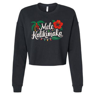 Mele Kalikimaka Hibiscus Palm Waikiki Big Island Christmas Cropped Pullover Crew