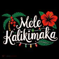 Mele Kalikimaka Hibiscus Palm Waikiki Big Island Christmas Womens T-Shirt