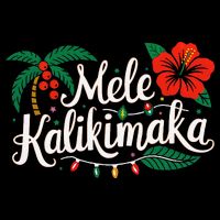 Mele Kalikimaka Hibiscus Palm Waikiki Big Island Christmas Women's V-Neck T-Shirt
