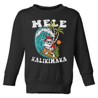 Mele Kalikimaka Hawaii Christmas Surfing Santa Toddler Sweatshirt