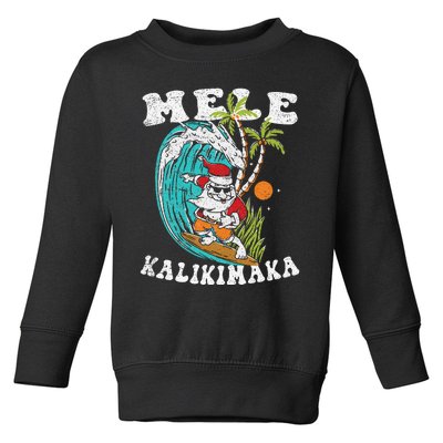 Mele Kalikimaka Hawaii Christmas Surfing Santa Toddler Sweatshirt