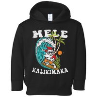 Mele Kalikimaka Hawaii Christmas Surfing Santa Toddler Hoodie