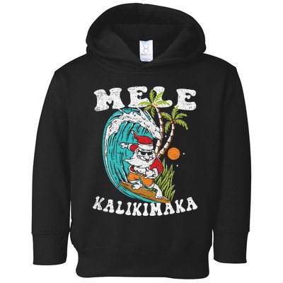 Mele Kalikimaka Hawaii Christmas Surfing Santa Toddler Hoodie