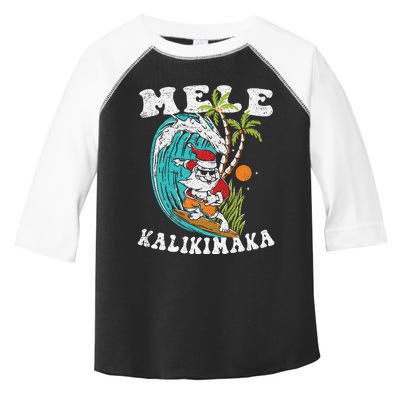 Mele Kalikimaka Hawaii Christmas Surfing Santa Toddler Fine Jersey T-Shirt