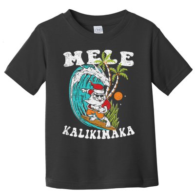 Mele Kalikimaka Hawaii Christmas Surfing Santa Toddler T-Shirt