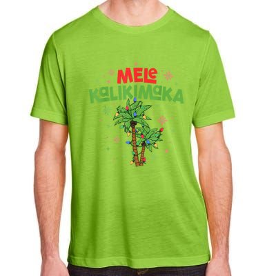 Mele Kalikimaka Hawaiian Christmas Palm Tree Lights Xmas Gift Adult ChromaSoft Performance T-Shirt