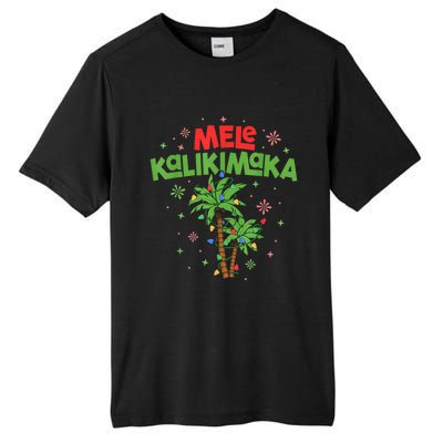 Mele Kalikimaka Hawaiian Christmas Palm Tree Lights Xmas Gift Tall Fusion ChromaSoft Performance T-Shirt