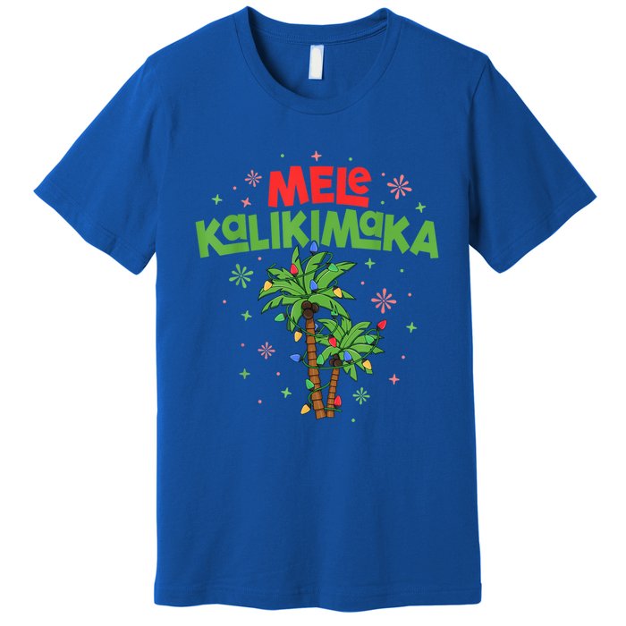 Mele Kalikimaka Hawaiian Christmas Palm Tree Lights Xmas Gift Premium T-Shirt