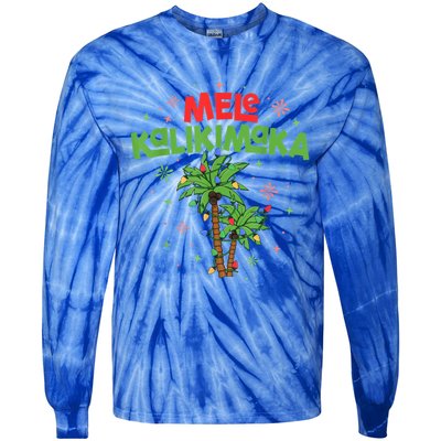 Mele Kalikimaka Hawaiian Christmas Palm Tree Lights Xmas Gift Tie-Dye Long Sleeve Shirt