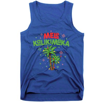 Mele Kalikimaka Hawaiian Christmas Palm Tree Lights Xmas Gift Tank Top