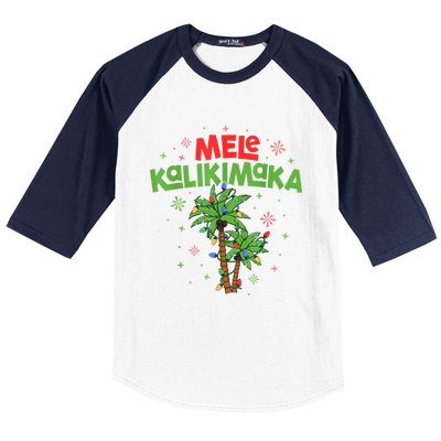 Mele Kalikimaka Hawaiian Christmas Palm Tree Lights Xmas Gift Baseball Sleeve Shirt