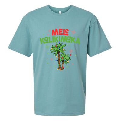 Mele Kalikimaka Hawaiian Christmas Palm Tree Lights Xmas Gift Sueded Cloud Jersey T-Shirt