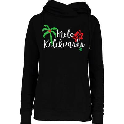 Mele Kalikimaka Hawaiian Merry Christmas Womens Funnel Neck Pullover Hood