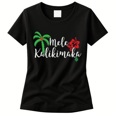 Mele Kalikimaka Hawaiian Merry Christmas Womens T-Shirt
