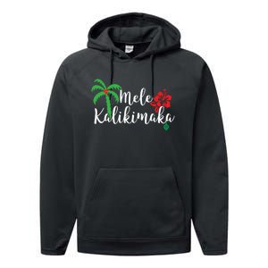 Mele Kalikimaka Hawaiian Merry Christmas Long Sleeve Performance Fleece Hoodie