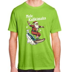 Mele Kalikimaka Hawaiian Christmas Surfing Santa Funny Gift Adult ChromaSoft Performance T-Shirt