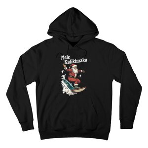 Mele Kalikimaka Hawaiian Christmas Surfing Santa Funny Gift Hoodie