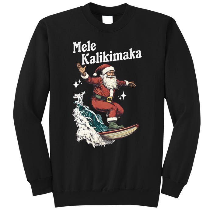 Mele Kalikimaka Hawaiian Christmas Surfing Santa Funny Gift Sweatshirt