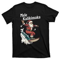 Mele Kalikimaka Hawaiian Christmas Surfing Santa Funny Gift T-Shirt