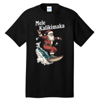 Mele Kalikimaka Hawaiian Christmas Surfing Santa Funny Gift Tall T-Shirt