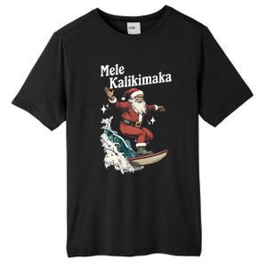 Mele Kalikimaka Hawaiian Christmas Surfing Santa Funny Gift Tall Fusion ChromaSoft Performance T-Shirt