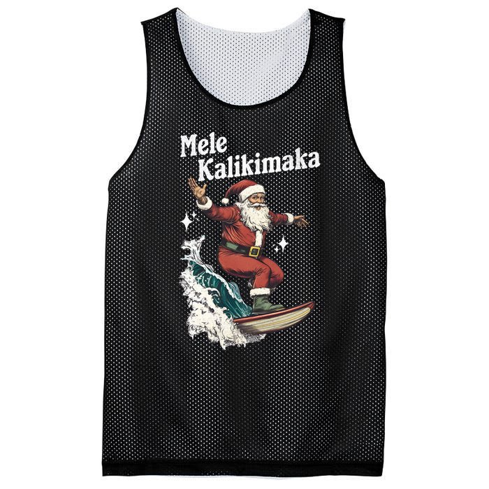 Mele Kalikimaka Hawaiian Christmas Surfing Santa Funny Gift Mesh Reversible Basketball Jersey Tank